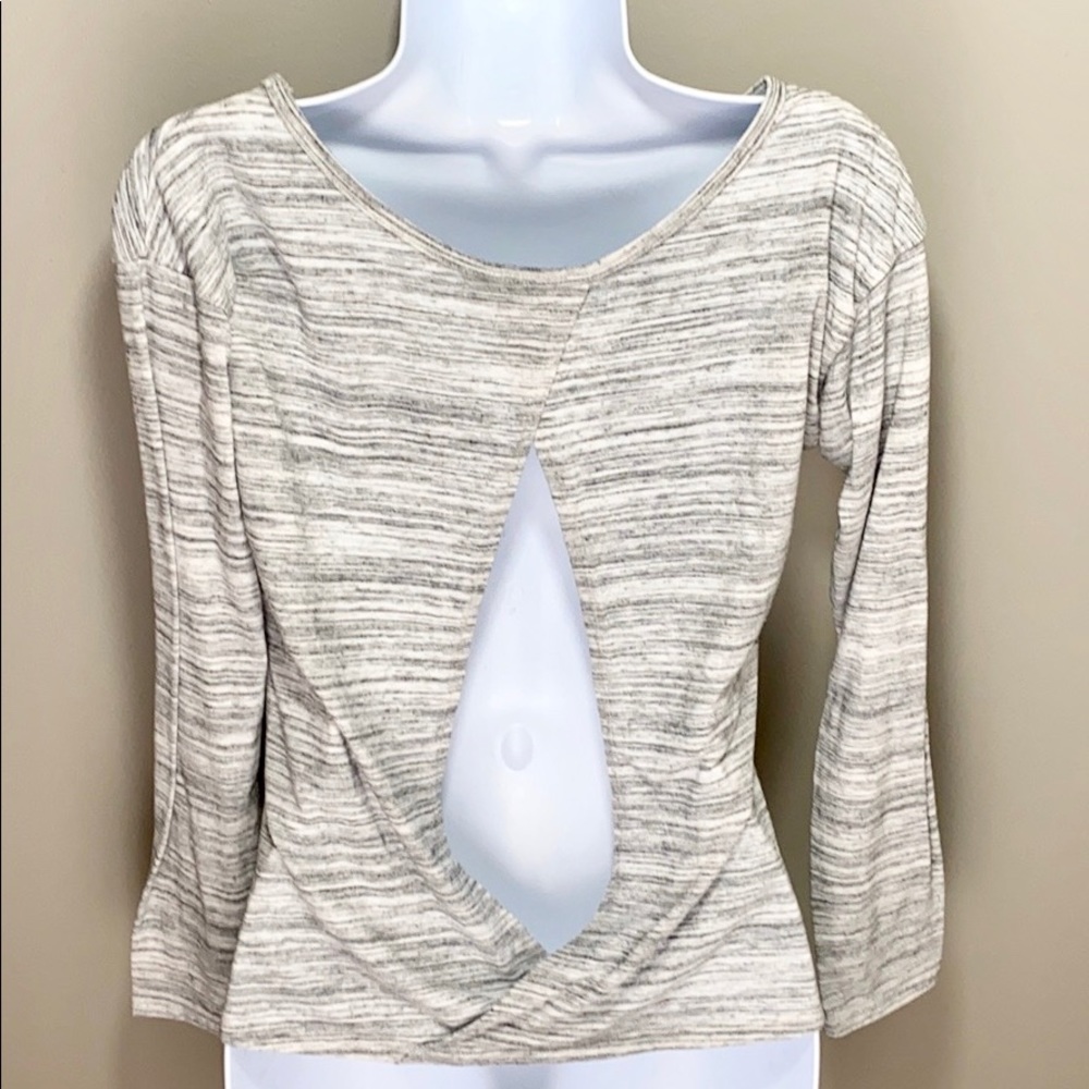 Reebok Gray & White L/S Open Back Top